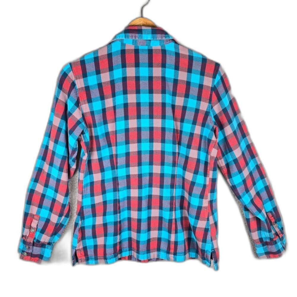 Patagonia Flannel Shirt Blue Red Plaid Size 10 Organic Cotton Outdoor Button Up - Picture 2 of 12